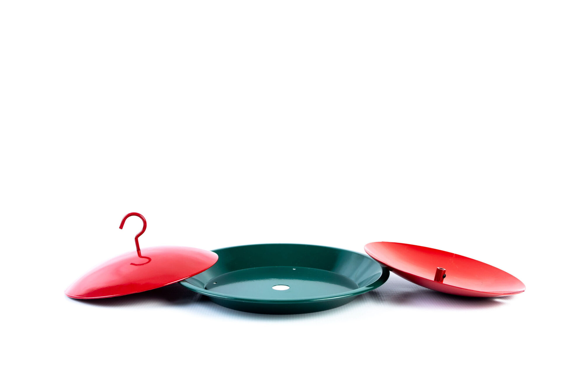 red and green metal parts